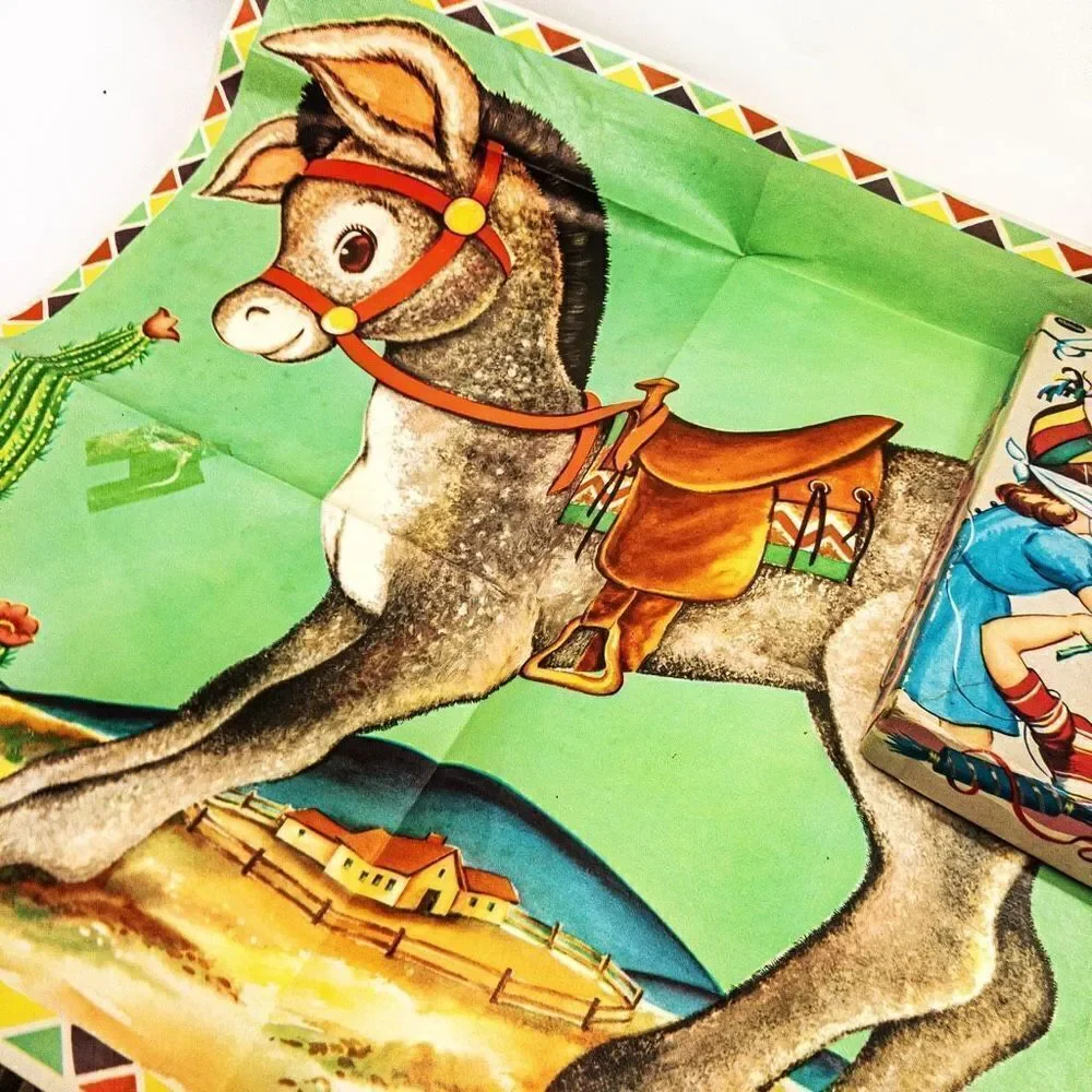 VTG 1952 Party Fun Donkey Party Pin the Tail Whitman
